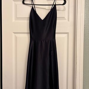 Elegant Navy Satin Dress